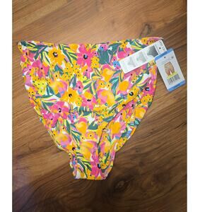 Anne Cole High Waist Bikini Bottoms SIze Lrg Floral 3 way Wear Beach Summer 6774